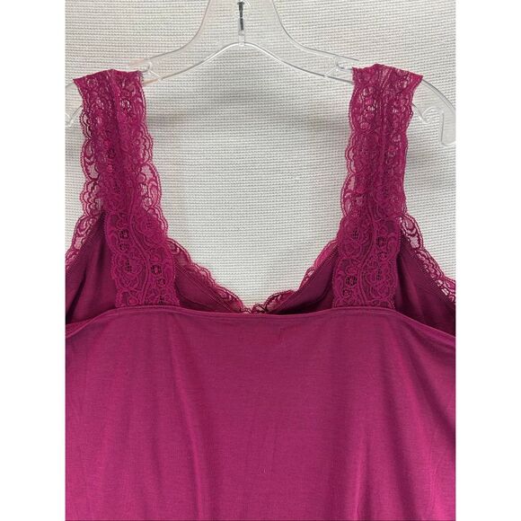 Faded Glory Burgundy Lace Trim Cami Tank Top Plus Size 2X Y2K Soft Girl Coquette - Picture 9 of 9
